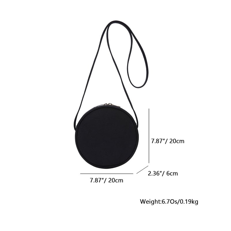 YONBEN Circle Crossbody Bag for Women - Cotton Canvas Circle Purse with Zipper,Adjustable Knot Shoulder Straps - Image 2